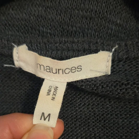 Embroidered Balloon Sleeve Open-front Gray Cardigan Sweater - Picture 6 of 6